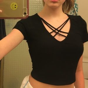 Black Criss Cross Top